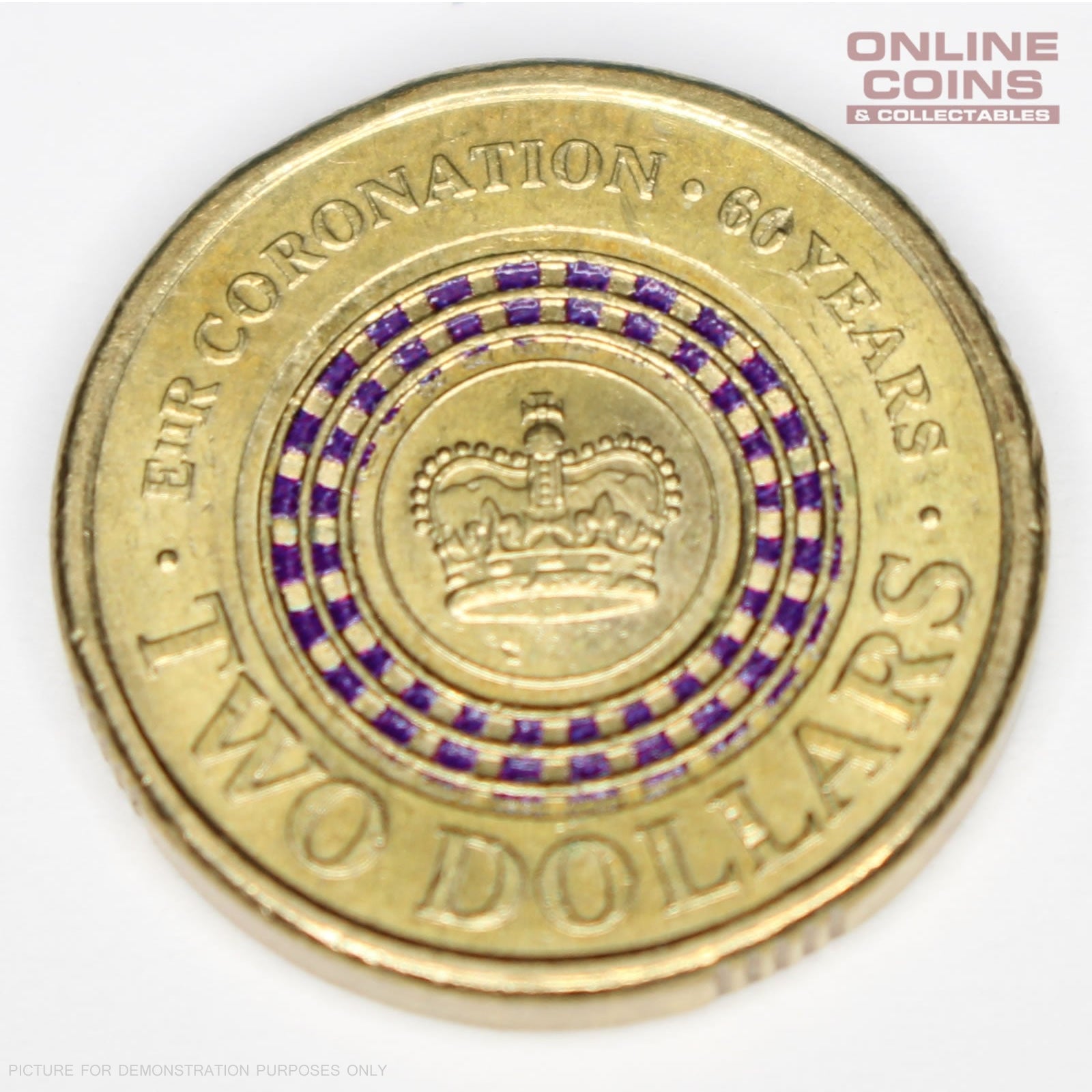 2013 RAM 60th Anniversary Queen Elizabeth II Purple Striped Coronation Circulated Loose Coin